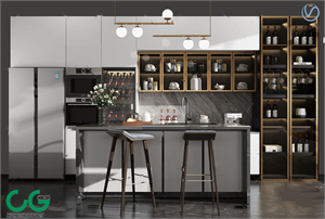 Modern minimalist bar counter wine cabinet 3d model